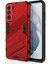 Samsung Galaxy S21 Fe-Red Için Kickstand ile Kickstand ile Anti-Cratch Pc+Tpu Hybrıd Telefon Geri Dikkat Vaka Şok Geçirmez Kapak (Yurt Dışından) 1