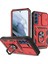 Samsung Galaxy S22 Için 5g Case Ring Ring Kickstand Anti-Sracratch Sabit Pc+Tpu Tampon Şok Geçirmez Koruyucu Kapak, Kayar Kamera Lens Koruyucu-Kırmızı/siyah (Yurt Dışından) 1