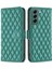 Samsung Galaxy S22+5G Rhombus Desen Için Baskı Stand Mat Pu Deri Deri Flip Cüzdan Kapak Yeşil (Yurt Dışından) 1