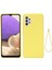 Samsung Galaxy A32 4g-Sarı Için Kayışlı Iyi Korumalı Düz Renkli Sıvı Silikon Telefon Koruyucu Kabuk (Yurt Dışından) 1