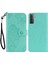 Baskı Baykuş Çiçek Deri Cüzdan Stand Samsung Galaxy S21 Fe-Cyan Için Telefon Kılıfı (Yurt Dışından) 1