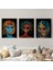 Renkli Pop Art Kadınlar Dekoratif Duvar Tablosu Üçlü Set-EU-120 1
