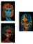 Renkli Pop Art Kadınlar Dekoratif Duvar Tablosu Üçlü Set-EU-120 2