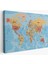Dünya Haritası Türkçe Kanvas Tablo Ayrıntılı Dekoratif-Okyanuslu 2162 2