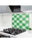 Cam Ocak Arkası Koruyucu | Yeşil Kare Desenli 1