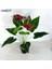 S Turuncu (Vazo Yok) 3 Kafa Yapay Antoryum Çiçekleri 3D Baskı Plastik Palmiye Yeşil Bitkiler Saksı Ev Masa Bahçe Dekor Süsler Bitki Bonsai (Yurt Dışından) 2