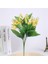 Sarı 7 Şube Beyaz Yapay Vadideki Zambak Çiçek Hediye Ipek Sahte Çiçek Zambak Buketi Ev Ofis Düğün Dekor Için Flore (Yurt Dışından) 1