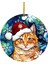 F Noel Süslemeleri Ahşap Düz Kedi El Sanatları Kolye Güzel Hayvan Noel Şapka Kedi Ağacı Askı Süsleri Yeni Yıl Noel Hediyesi Oyuncak (Yurt Dışından) 3