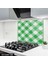 Cam Ocak Arkası Koruyucu | Yeşil Kare Desenli 1