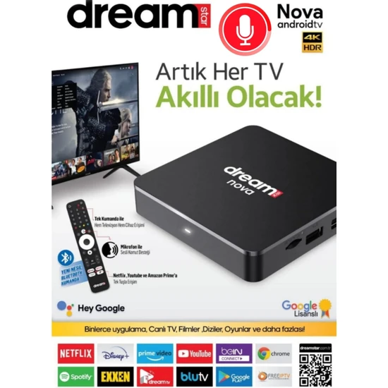 Dreamstar Nova 4K Lisanslı Android Tv Box Drm-Nova