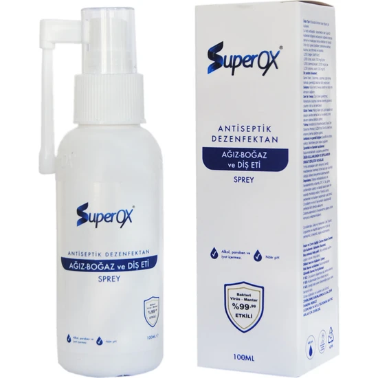 Superox Hipokloröz Hocl Ağız Boğaz Dişeti Dezenfektanı Sprey 100 Ml