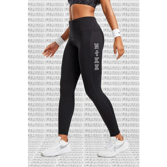 Nike Epic Fast Running Leggings Graphic Baskılı Çok Cepli Toparlayıcı Tayt Siyah