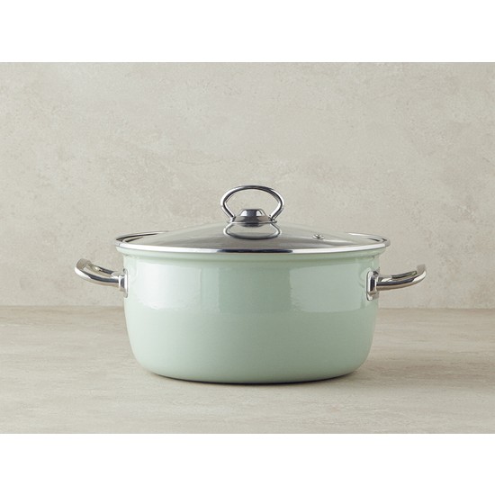 English Home Kızartma Tenceresi 22 Cm Emaye Kaplama Mint Renkli Şık Tasarım