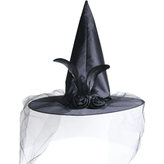 Ycate Cadılar Bayramı Cadı Şapkası-Siyah Gül Çiçek Cadı Şapkası (Yurt Dışından)