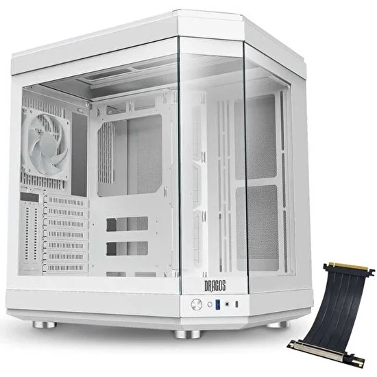 Dragos North Premium L Pcı Express 4.0 Riser 1x Fan USB 3.0 + Type C Atx Mid Tower Panoramik Temperli Cam Gaming Bilgisayar Kasası Beyaz