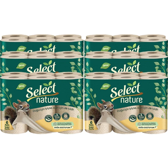 Select Nature 3 Katlı Tuvalet Kağıdı 8'li (6 Adet)