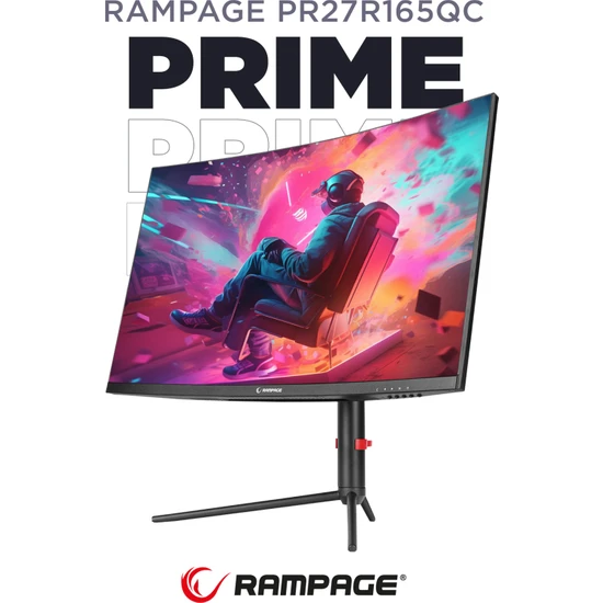 Rampage Prime PR27R165QC 27 165Hz 1ms Csot Va Qhd 2k Freesync Rgb Pivot Pc Curved Oyuncu Monitörü