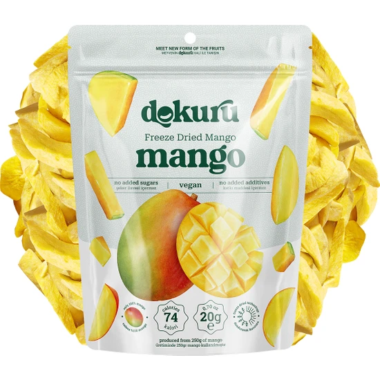 Dokuru Mango Kuru Meyve Cipsi - Dondurularak Kurutulmuş Freeze Dried Çıtır Mango