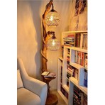 Ağaçkakan Design Ağaçkakan Doğal Ağaç Lambader Prag Ceviz Renk Ahşap Malzeme Aşağı Işık Özelliği ile Şık