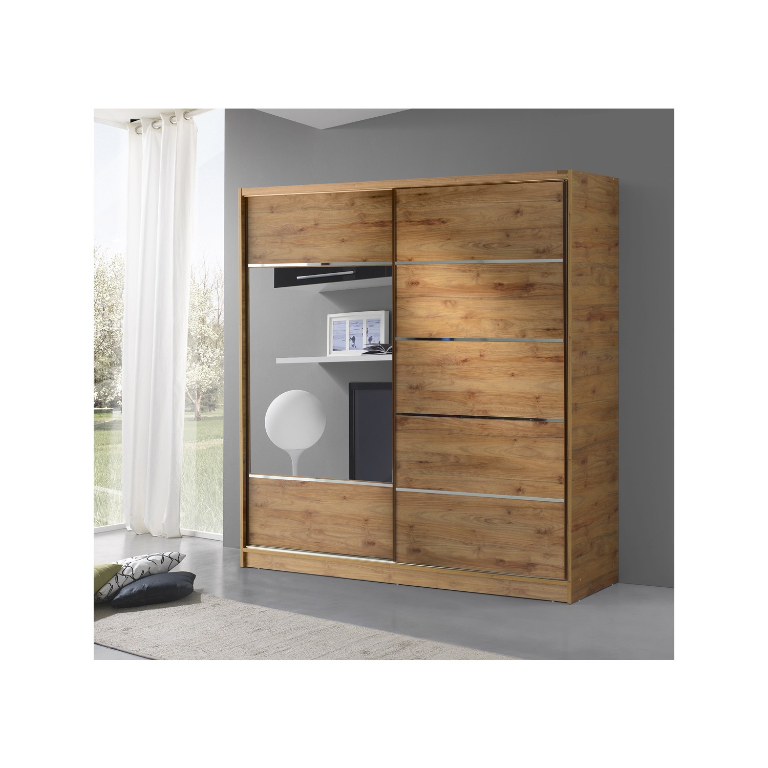 Güney Mobilya 180 cm Komple Mdf Sürgülü Gardırop Ceviz Fiyatı