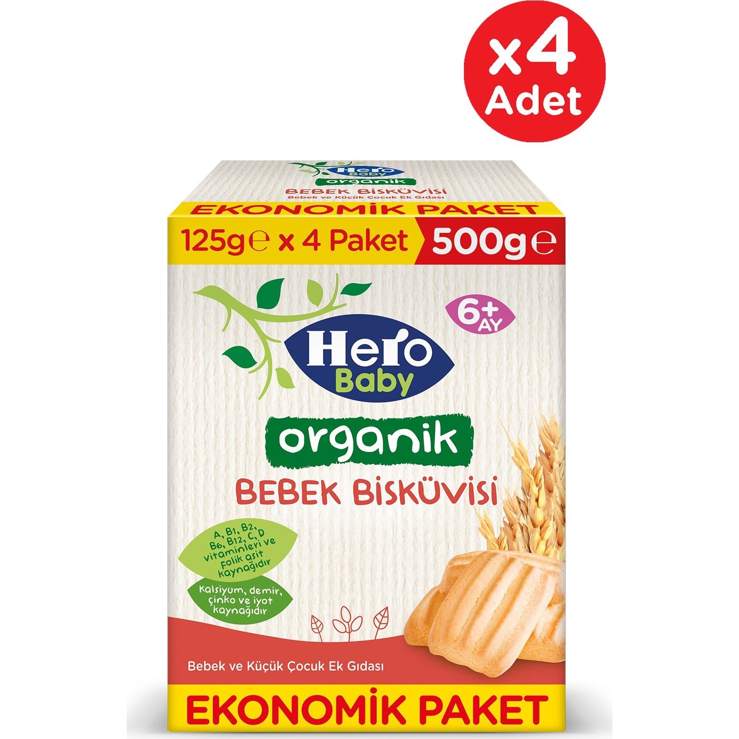 Hero Baby Organik Bebek Bisküvisi 500G 4 Adet Fiyatı