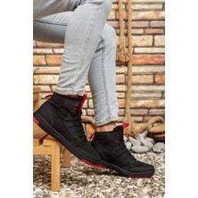 Riccon Siyah Kırmızı Erkek Sneaker Bot Düz Tabanlı Suya Dayanıklı 00122262