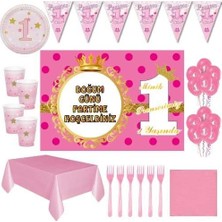 Parti Furyası 1 Yaş Kız Pembe Afişli Doğum Günü Parti Süsleri 24 Kişilik