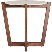 Evka Oval Yan Sehpa Krem Mermer