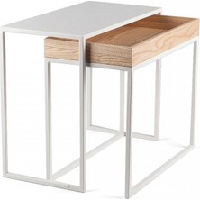 Evka Rook Yan Sehpa Beyaz