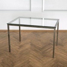 Evka Shiny Yan Sehpa - Eskitme Pirinç Ayak Şeffaf Cam Tabla