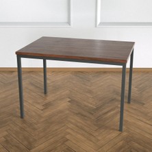 Evka Shiny Yan Sehpa - Metal Siyah Ayak Ceviz Tabla