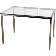 Evka Shiny Yan Sehpa - Paslanmaz Ayak Şeffaf Cam Tabla