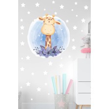 Msticker Sevimli Zürafa ve Yıldızlar Çocuk ve Bebek Odası Sticker