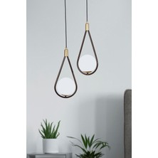 Luzarana Siena 2 Li Sarı-Eskitme Metal Gövde Beyaz Camlı Tasarım Lüx  Avize