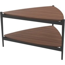 Evka Margina Metal Ayak Orta Sehpa Siyah Statik Ceviz Tabla