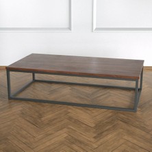 Evka Potrica Orta Sehpa - Metal Siyah Ayak Ceviz Tabla