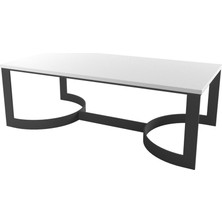 Evka Manolya Metal Ayak Orta Sehpa Siyah Beyaz Lake