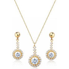 Argentum Concept Zirkon Taşlı Gümüş Altın Kaplama Set - S017002