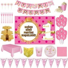 Parti Furyası 1 Yaş Kız Afişli Lüks Doğum Günü Parti Süsleri 24 Kişilik