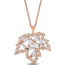 Argentum Concept Baget Taşlı Gümüş Yaprak Kolye