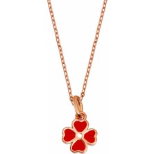 Argentum Concept Gümüş Kırmızı Yonca Kolye