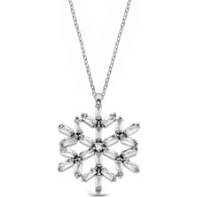 Argentum Concept Baget Taşlı Gümüş Kar Tanesi Kolye