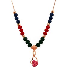 Argentum Concept Kalp Motifli Gümüş Tasarım Taş Kolye