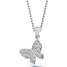 Argentum Concept Zirkon Taşlı Gümüş Kelebek Kolye