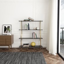 Evka Kafka Kitaplık Pirinç Ayak Siyah Lake