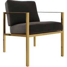 Evka Sky Tekli Koltuk Pirinç Ayak Koyu Gri