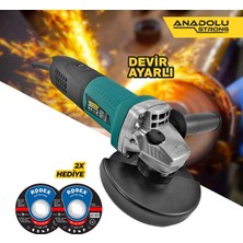 Anadolu Strong ANS1006 Devir Ayarlı Spral Taşlama 1100 Watt 125 mm Disk Çapı 2 Adet Disk Hediye