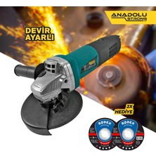 Anadolu Strong ANS1006 Devir Ayarlı Spral Taşlama 1100 Watt 125 mm Disk Çapı 2 Adet Disk Hediye