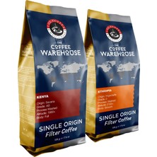 The Coffee Warehouse Avantaj Paket Afrika 1 kg Kenya 500 gr + Etiyopya 500 gr Filtre Kahve Taze Öğütülmüş