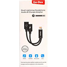Go-Des GD-UC11 Dual Lightning Headphone Audio & Charge Adapter Siyah